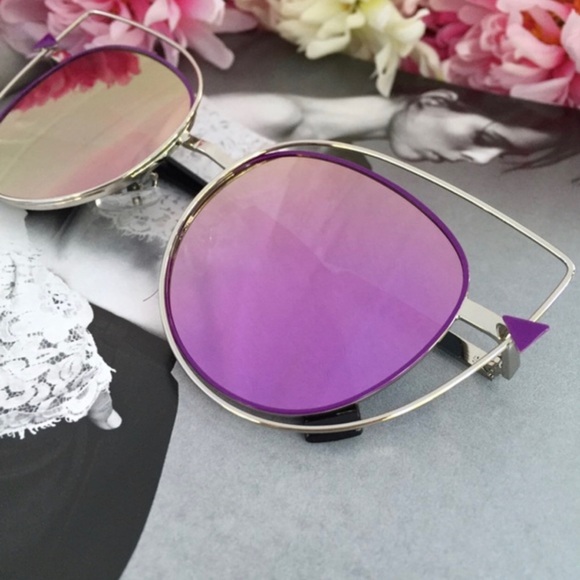 🆑 "Evelyn" Sunglasses || Purple Mirror Cat Eye - Picture 3 of 7